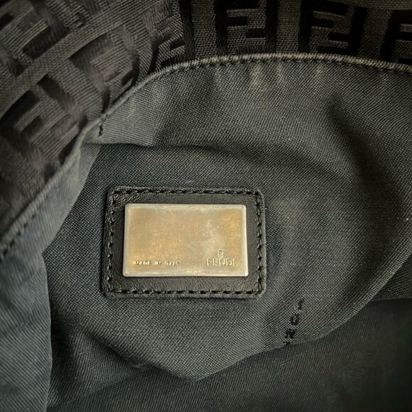 Fendi Women’s Vintage 2005 Zucchino FF Top Handle Canvas Black Silver Tote Purse - Picture 11 of 13